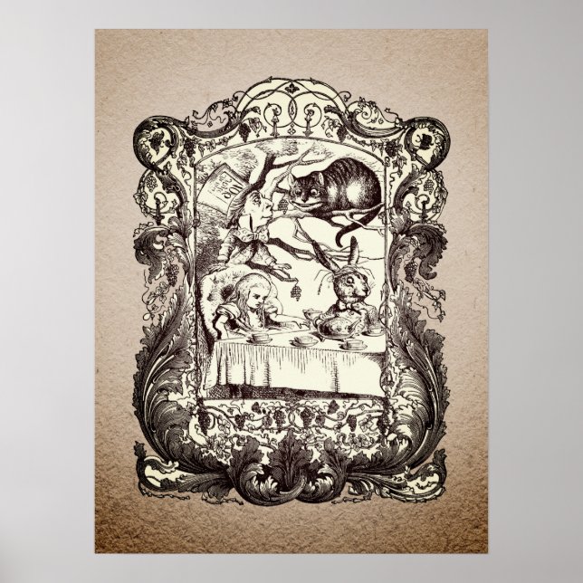 Poster Caractères Wonderland encadrés vintages (Devant)