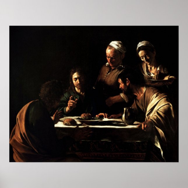 Poster Caravaggio - Cène À Emmaüs 1606 (Devant)