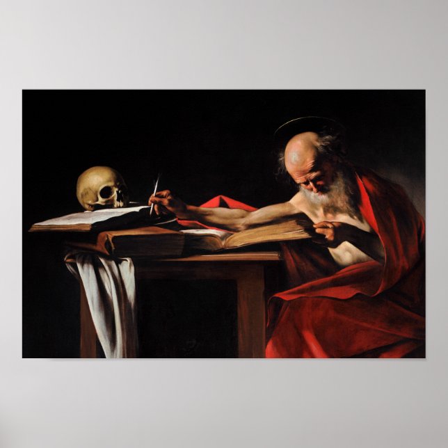 Poster Caravaggio - Écriture Saint Jérôme (Devant)