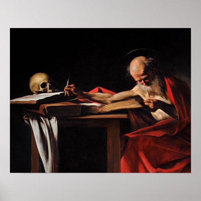 Poster Caravaggio - Écriture Saint Jérôme (Devant)