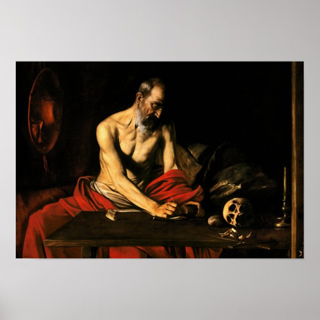 Poster Caravaggio - Écriture Saint Jérôme (Devant)