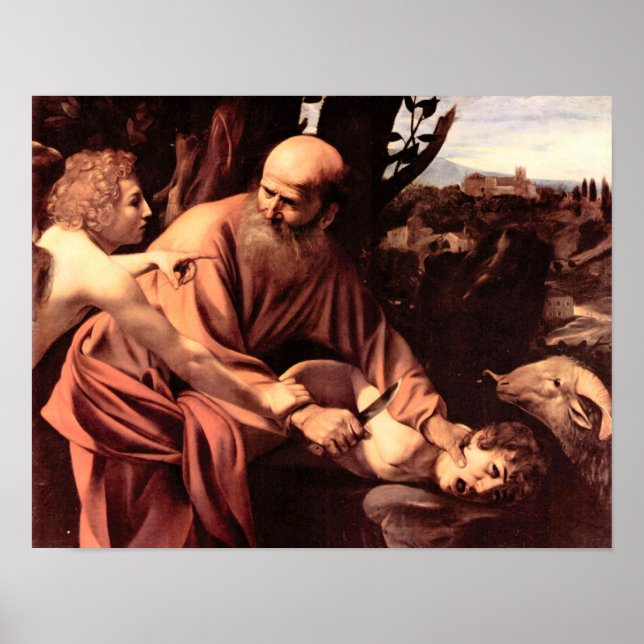 Poster Caravaggio-Le sacrifice d'Isaac (Devant)