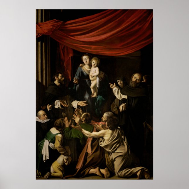 Poster Caravaggio - Madonna Du Rosaire (Devant)