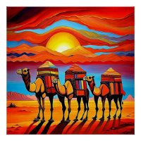 Caravane de Camel du désert au coucher du soleil 1