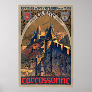 Poster Carcassonne France Chemin de Fer d'Orléans et du M