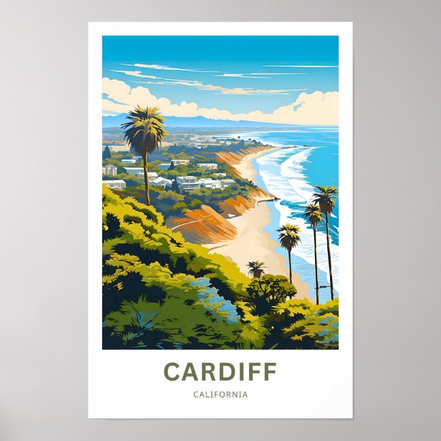 Poster Cardiff California Travel Print (Devant)