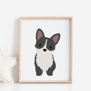 Poster Cardigan Black Corgi Dog Nursery & Kids