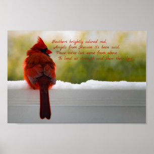 Poster Cardinal avec Visiteur du Ciel poème 12x8