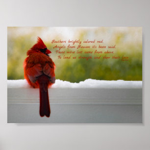 Poster Cardinal avec Visiteur du Ciel poème 7x5