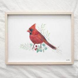 Poster Cardinal rouge Aquarelle