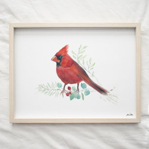 Poster Cardinal rouge Aquarelle