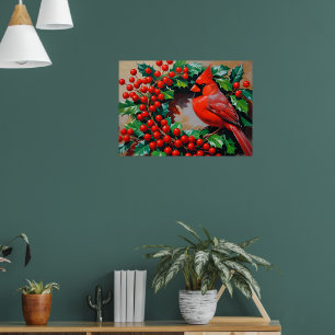 Poster Cardinal rouge avec couronne