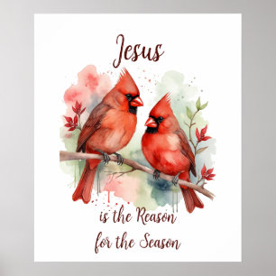 Poster Cardinal Rouge de Noël Jésus Raison de la Saison