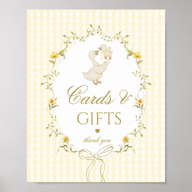 Poster Cards and gifts Silly Goose gender neutral gingham (Devant)