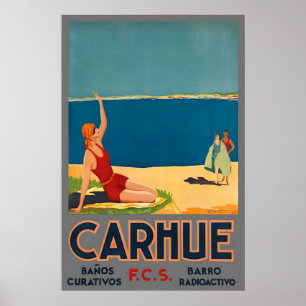 Poster Carhué Buenos Aires Argentine Voyage Ancien
