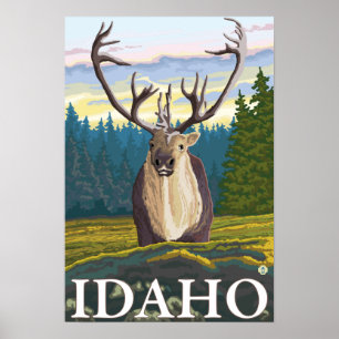 Poster Caribou en pleine nature - Idaho
