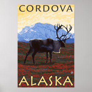 Poster Caribou Scene - Cordova, Alaska