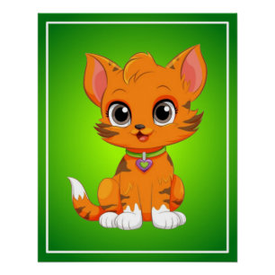 Poster Caricature adorable de chat