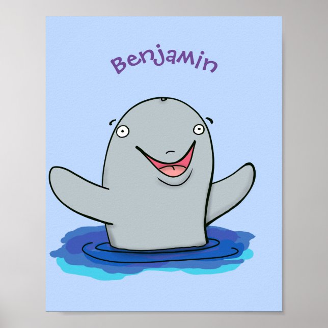 Poster Caricature adorable de marsouin (Devant)