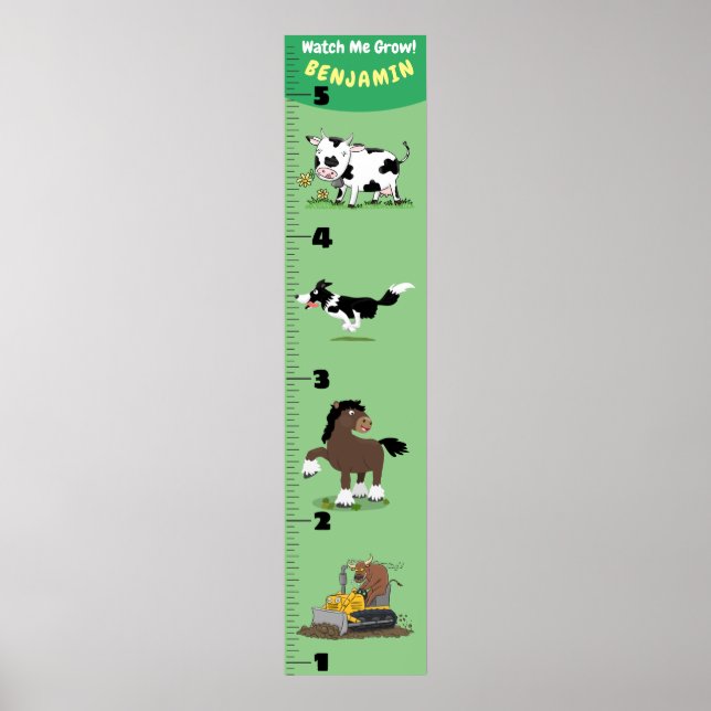 Poster Caricature amusante animaux de ferme graphique de  (Devant)