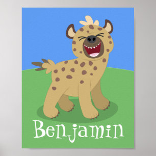 Poster Caricature amusante hyena riant illustration