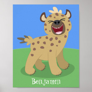 Poster Caricature amusante hyena riant illustration