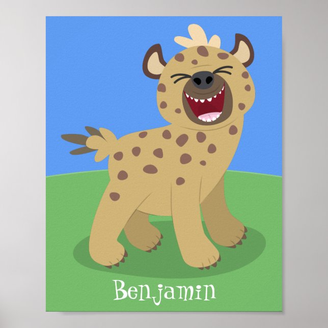 Poster Caricature amusante hyena riant illustration (Devant)
