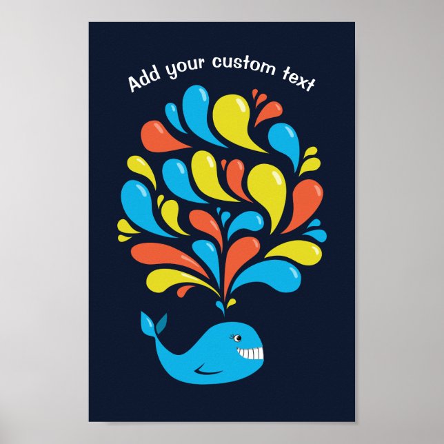 Poster Caricature colorée Happy Whale Kids Texte personna (Devant)