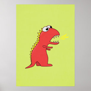 Poster Caricature coupe-feu T-Rex Dinosaur