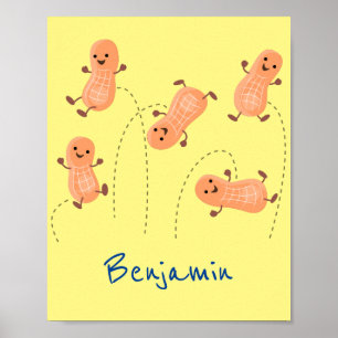 Poster Caricature de cacahuètes joyeux sautillant