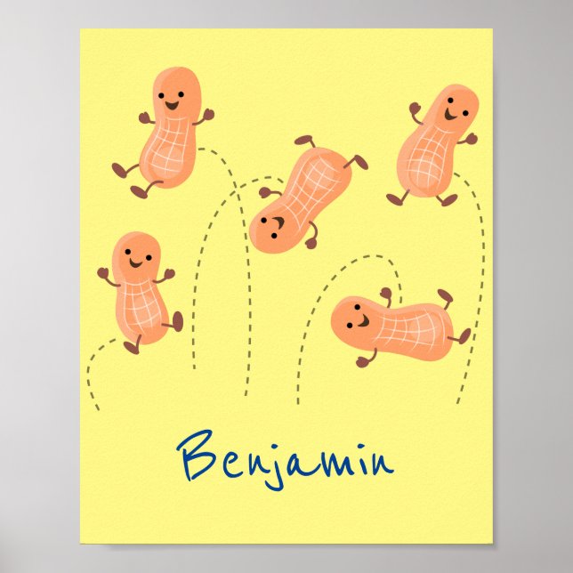 Poster Caricature de cacahuètes joyeux sautillant (Devant)