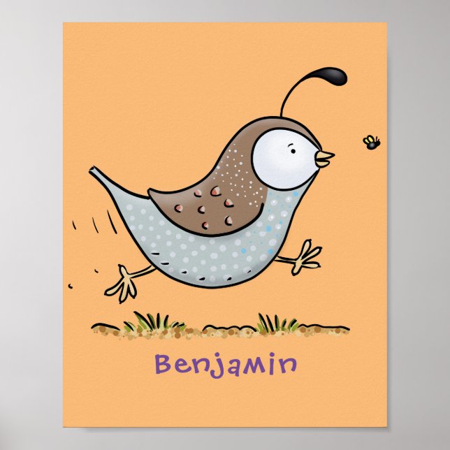 Poster Caricature de caille californienne joli (Devant)