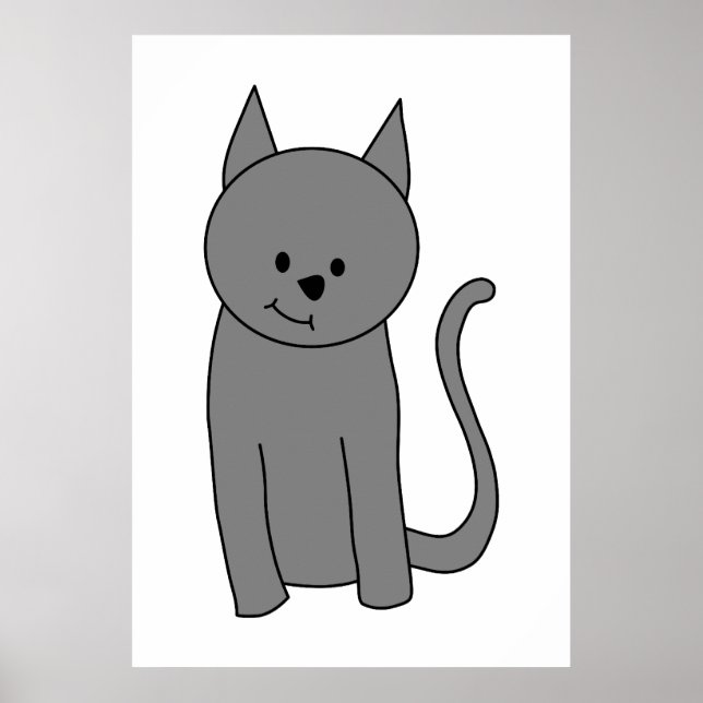 Poster Caricature de chat gris fumé (Devant)