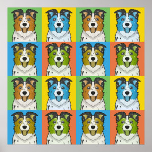 Poster Caricature de chien berger australien Pop-Art