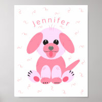 Caricature de chien coquelicot rose Personnalisé f