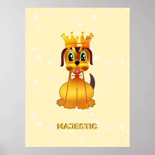 Poster Caricature de chien coquelicot royal mignon (Devant)