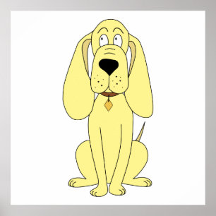Poster Caricature de chien mignon. Hound Jaune.