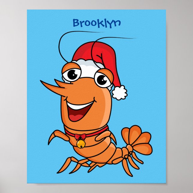 Poster Caricature de crevettes de Noël joyeux (Devant)