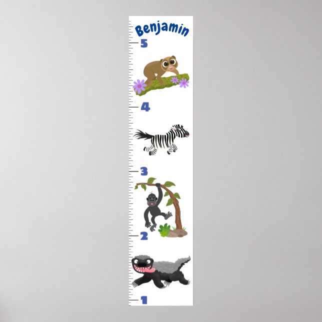 Poster Caricature de croissance des animaux safari mignon (Devant)