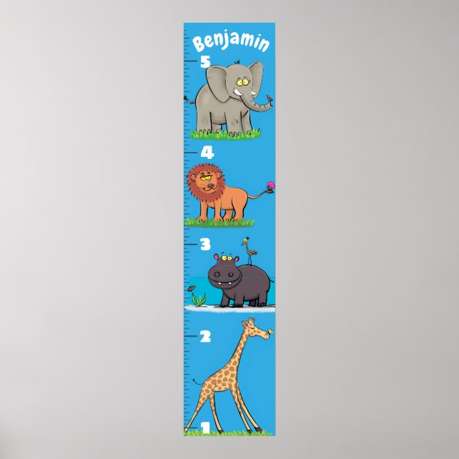 Poster Caricature de croissance des animaux safari mignon (Devant)