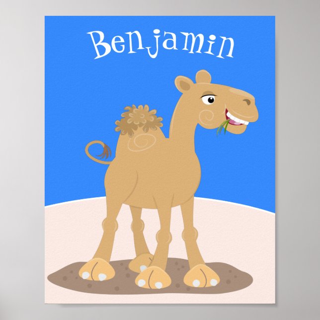 Poster Caricature de dromadaire joyeux et souriant (Devant)