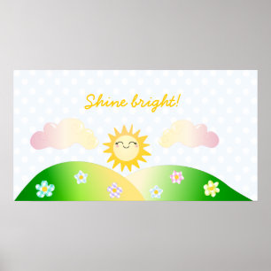 Poster Caricature de kawaii soleil mignon