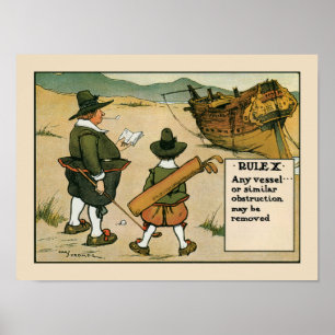 Poster Caricature de la règle 10 du golf antique