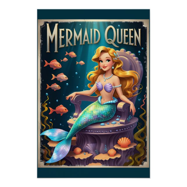 Poster Caricature de la reine Sirène magique (Devant)