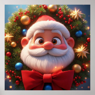 Poster Caricature de Noël Festin Père Noël
