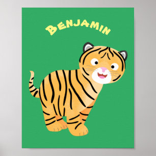 Poster Caricature de petit tigre joyeux