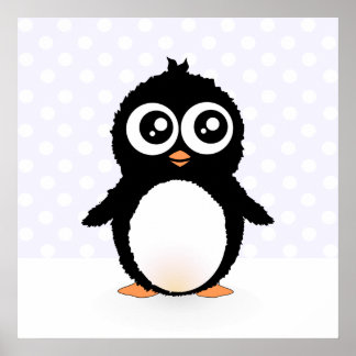 Poster Caricature de pingouin mignon