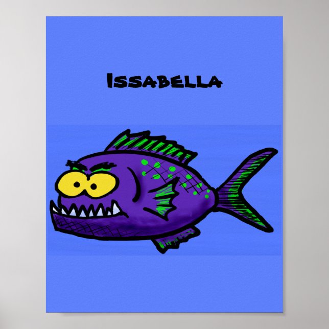 Poster Caricature de poisson de Piranha (Devant)