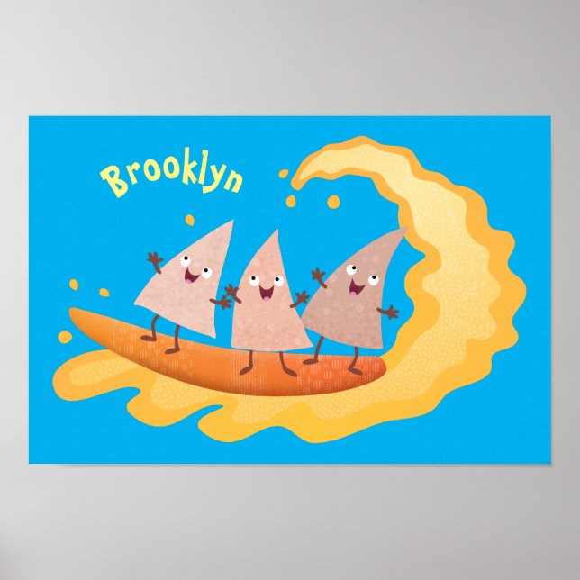 Poster Caricature de surf pour chips de maïs mignonette n (Devant)