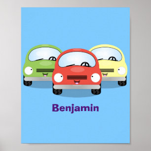 Poster Caricature de voitures Cute kawaii
